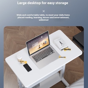 Bureau d'ordinateur en bois personnalisable, simple, mobile, pliable, réglable en hauteur, pour chevet, étude et repas - Product Image 3