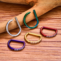 Anneau de nez en titane G23 16G avec incrustation de zircon, clou d'oreille articulé pour cartilage et hélix, bijou de piercing corporel