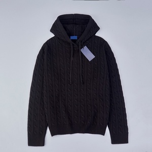 Pull en tricot à capuche pour femme, hiver 2025, avec broderie torsadée - Product Image 2