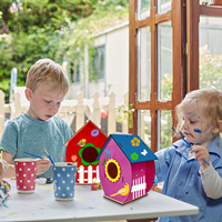 Puzzle de peinture maison d'oiseaux en bois DIY, jouets en bois non finis à construire et peindre pour activités artistiques DIY, activités de classe en plein air pour enfants