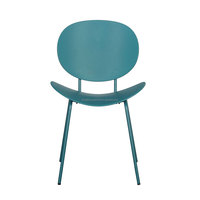 Chaise de salle à manger moderne et contemporaine, ergonomique, durable, écologique, en polypropylène bleu paon, avec pieds en métal