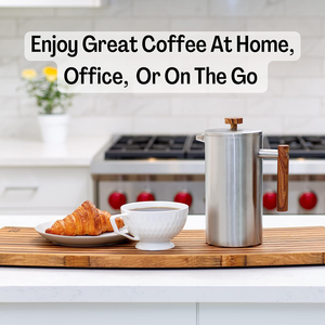 Cafetière à piston en acier inoxydable 304 à double paroi avec poignée en bois, personnalisable avec logo, très vendue - Product Image 2