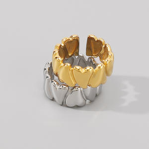 Bague coeur Ins bague d'ouverture coeur en acier inoxydable irrégulière bijoux femme fille bague en acier inoxydable - Product Image 4