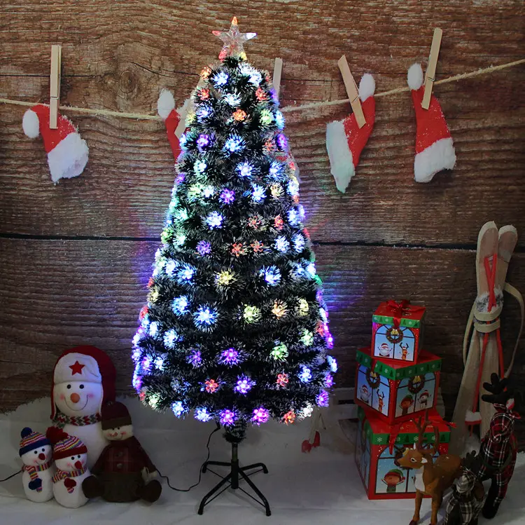 زينة عيد الميلاد من ألياف ضوئية, ديكور عيد الميلاد من مادة arbol de Navidad ، 7 أقدام ، 7 أقدام ، شجرة عيد الميلاد المضيئة مسبقًا ، مع 8 أوضاع إضاءة فلاش