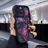 Coque de téléphone portable à fleurs colorées pour iPhone 16 15 17 18 Pro Max, coque tendance couleur bonbon, antichoc, coque arrière en TPU