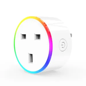 Alexa Google IFTTT Tuya ปลั๊กอินควบคุมด้วยแอป,เต้ารับไร้สาย RGB บ้านปลั๊กไวไฟอัจฉริยะ Rgb Wi-Fi UK