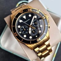 Montre Chronographe Homme Nouvelle Tendance en Or, Cadran Bicolore Rotatif, Étanche en Acier Inoxydable, FS Relojes