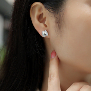 <strong>Fine</strong> 1ct*2 Round Moissanite <strong>Earrings</strong> Hypoallergenic S925 Silver VVS1 Clarity Moissanite <strong>Earrings</strong> Women Stud <strong>Earrings</strong> - Product Image 5