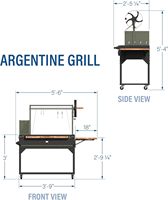 Barbecue argentin de style Santa Maria, chariot en acier hautement résistant pour le camping en intérieur, rôtissage et cuisson au charbon de bois
