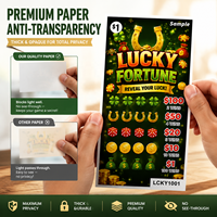 Billets de jeu à gratter personnalisés en gros, thème trèfle, avec design imprimé amusant, à cinq fenêtres instantanées