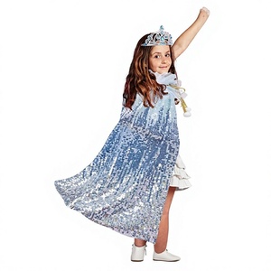 Cape de <span class=keywords><strong>sirène</strong></span> dégradée <span class=keywords><strong>2024</strong></span> en polyester pour enfants, style français, brodée de paillettes, accessoires non inclus - Product Image 1