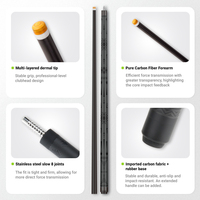 Mükemmel 1/2 Bölmeli Karbon Fiber Bilardo Istakası 18-20oz Kolay Saklanabilir Paslanmaz Çelik Bağlantılı 11.8/12.5mm Snooker Istakası
