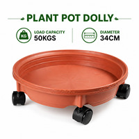 Chariot à plantes robuste avec roulettes pivotantes à 360 degrés et support de plantes à roulettes verrouillables pour intérieur et extérieur