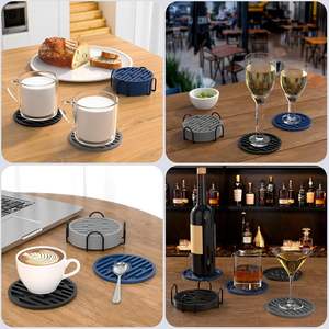 Posavasos de silicona Posavasos redondos para mesa Posavasos de escritorio de silicona Antideslizante Resistente al calor para mesa Oficina - Product Image 6