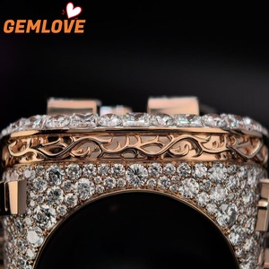 แหวนเพชรทองคำ 18K สำหรับผู้ชาย GEMLOVE แหวนชุบทองคำสีกุหลาบ ประดับตัวอักษร เครื่องประดับฮิปฮอป - Product Image 6