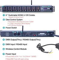 Pknight CP0802W Séquenceur d'alimentation intelligent WiFi DMX RS485 à 8 prises, pack de relais 1U pour montage en rack, OLED LED Cuivre, Garantie 1 an