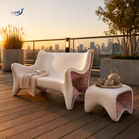 Ensemble de salon de jardin moderne, banc de jardin incurvé et table d'appoint, meubles de terrasse