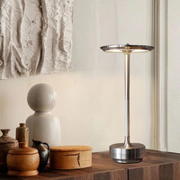 Lampe de bureau LED rechargeable tout en aluminium de style industriel pour restaurants, bars, pubs ; design en poutre en I, commande tactile, gradation progressive