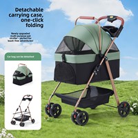 Poussette de transport pour animaux de compagnie moderne en métal, de luxe, légère, pliable, imperméable, avec ceinture et fermeture éclair, pour chiens et chats, détachable et compacte