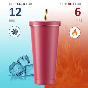 24oz Stainless Steel Tumbler Set <b>Lid</b> Straw Double Wall Insulated BPA Free 6-12 Hours Thermal Insulation Portable <b>Travel</b> <b>Mug</b> - Product Image 4