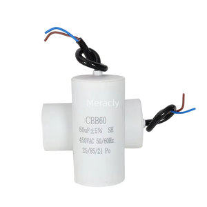 Meracly <strong>CBB60</strong> Cable Capacitor 3UF-80UF <strong>450VAC</strong> for Washing Machine Water Pump Car Wash Metal Film Motor - Product Image 1