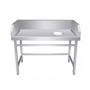 <span class=keywords><strong>Table</strong></span> <span class=keywords><strong>de</strong></span> travail en acier inoxydable pour le <span class=keywords><strong>traitement</strong></span> du poisson, avec crédence, pour cuisine <span class=keywords><strong>de</strong></span> restaurant - Product Image 1