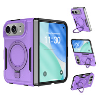 Conception robuste 360 °   Protection complète 2 en 1, coque de téléphone magnétique en PC rigide et TPU avec béquille métallique rotative pour iPhone Duo