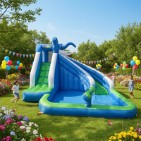 Toboggans aquatiques géants, deux toboggans longs, château gonflable pour enfants, structure gonflable extérieure, parc aquatique, thème 680W