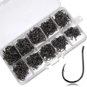 500Pcs Stainless Steel Fishing Hooks Long Shank Barbed Saltwater Fishing  Hooks For Worm Single Circle Carp