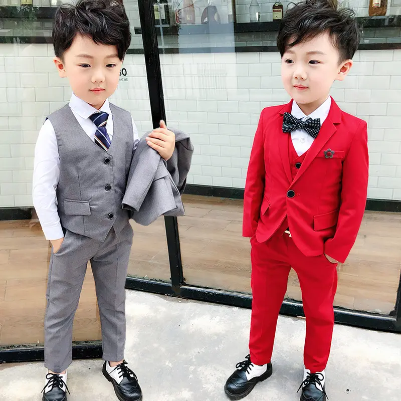 Penjualan Laris Musim Gugur 2019 Setelan Bros Bunga Kecil Anak Laki-laki Pakaian Acara Anak Tiga Potong