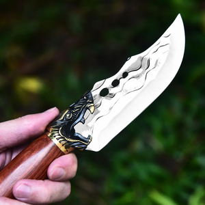 Cuchillo pequeño forjado, cuchillo con cabeza de dragón de acero inoxidable, cuchillo para acampar, cuchillo de mano para barbacoa, cuchillo portátil para carne al aire libre - Product Image 2