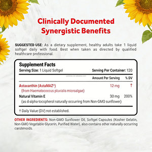 Suplemento de Astaxantina de Marca Privada OEM/ODM de Alta Calidad, Suplementos Dietéticos de Astaxantina de 12 mg, 60 Cápsulas Blandas - Product Image 4
