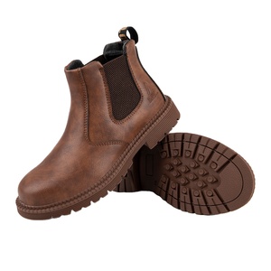 Bottes de sécurité pour hommes en cuir imperméable, style Chelsea, avec embout en acier, tige en maille respirante, sans lacets - Product Image 1
