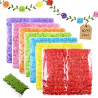 Bouquet de mini-roses en mousse PE et organza de 2,5 cm, idéal pour les mariages, l'intérieur et l'extérieur, et la décoration de bureau - Vente chaude