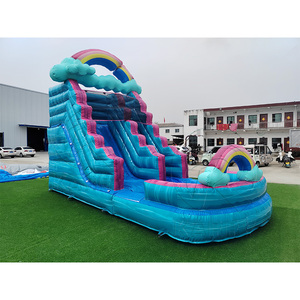 Structure gonflable commerciale pour jardin, avec <span class=keywords><strong>toboggan</strong></span> aquatique tropical, château sauteur et <span class=keywords><strong>piscine</strong></span>, thème Macarons et Marbre - Product Image 3