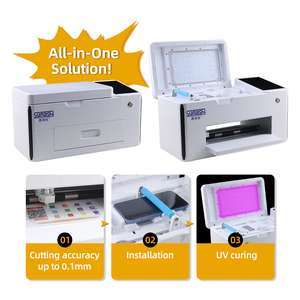 Tự động Hydrogel TPU di động bảo vệ màn hình phim da Sticker cắt Cutter plotter UV Applicator curring cán máy - Product Image 3
