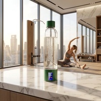 Bouteille d'hydrogène portable professionnelle OEM ODM en verre, 9000ppb, technologie SPE PEM, contrôle par application, CE RoHS FDA, faible MOQ, pour voiture et maison