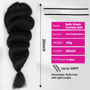 Di alta qualità 26 pollici alla rinfusa uncinetto Vixen <span class=keywords><strong>capelli</strong></span> 65 g/pz Afro crespo trecce lisci Pre-loop <span class=keywords><strong>capelli</strong></span> sintetici per le donne - Product Image 3