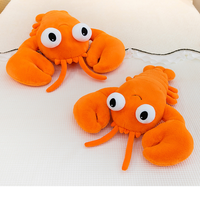 Peluche Homard aux Grands Yeux Moelleuse, Deux Tailles, Orange, Crustacé en Peluche, Coussin Apaisant pour Dormir, Service Personnalisé Disponible