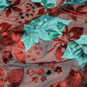 Tissu en soie brûlée opale tissé parfait, confortable et sûr, à motif de feuilles élégantes, de bonne texture, pour pantalons, saris, vêtements et robes - Product Image 1