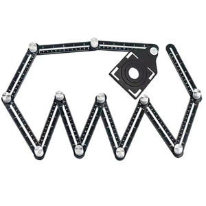 <span class=keywords><strong>Regla</strong></span> de medición de seis pliegues, herramienta de plantilla de 6 lados multiángulo negro, posicionador de apertura multiángulo de aleación de aluminio - Product Image 1