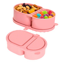 Boîte à collation rectangulaire en silicone de qualité alimentaire à double compartiment 240 ml, sans BPA, portable, pour bébé, boîte à sauce, boîte à assaisonnement, boîte à lunch avec couvercle