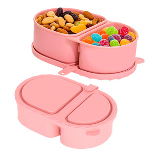 Boîte à collation rectangulaire en silicone de qualité alimentaire à double compartiment 240 ml, sans BPA, portable, pour bébé, boîte à sauce, boîte à assaisonnement, boîte à lunch avec couvercle - Product Image 3