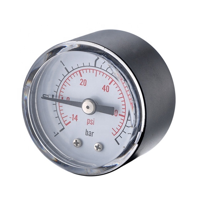 40mm ABS Center Back Mount Vacuum Pressure Gauge -1~0bar Negative Pressure Gauge for Vacuum Pump Air Compressor OEM Available