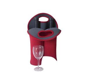 Sac isotherme de transport pour 2 bouteilles de vin en néoprène épais avec poignée sécurisée et motif lettres, garde les bouteilles protégées - Product Image 2