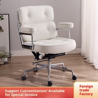 Chaise de bureau pivotante Foshan Rujin blanche, moderne et minimaliste, avec accoudoirs relevables, pour chambre à coucher, bureau ou salon