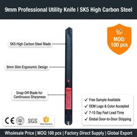 Couteau utilitaire de précision 9 mm en acier au carbone SK5, lame ultra-affûtée à changement rapide, coupe-boîte portable et fin, qualité industrielle OEM DIY