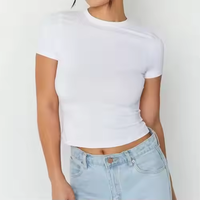 Camiseta Corta Orgánica para Mujer, Estilo Baby Tee, con Logotipo Personalizado, para Mujer, Corte Ajustado