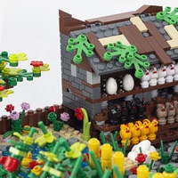 Accessoires MOC3001 compatibles avec les jeux de construction de blocs de construction pour animaux de ferme, nourriture, poivre, citrouille, poulet, œuf, maison d'animaux, étang, arbre, canard