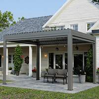 Pergola bioclimatique motorisée de luxe avec toit à lames en aluminium et éclairage LED, imperméable à toutes les intempéries